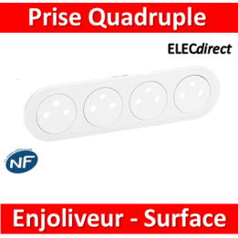 Legrand Céliane - Enjoliveur Prise Quadruple blanc - Surface - 068114