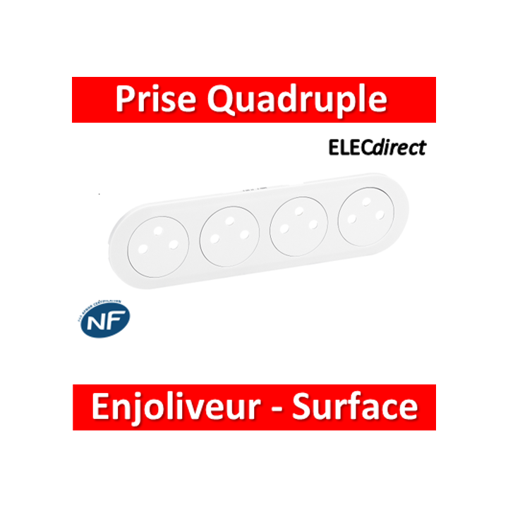Legrand Céliane - Enjoliveur Prise Quadruple blanc - Surface - 068114