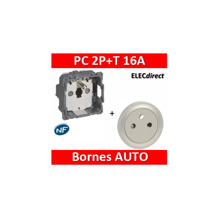 Legrand Céliane - Mécanisme + enjoliveur Titane - PC 2P+T 16A - 067111+068411