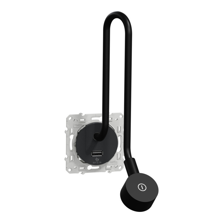 Schneider Odace - liseuse - avec prise USB-A - 2,1A - anthracite - Réf : S540002
