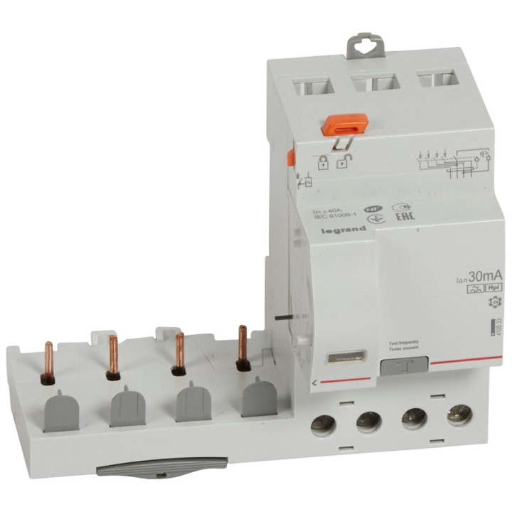 Legrand - Bloc diff adapt DX³-vis-4P-400V~-40A-type HPI-30mA-disj 1mod/pôle-câbl trad - 410533