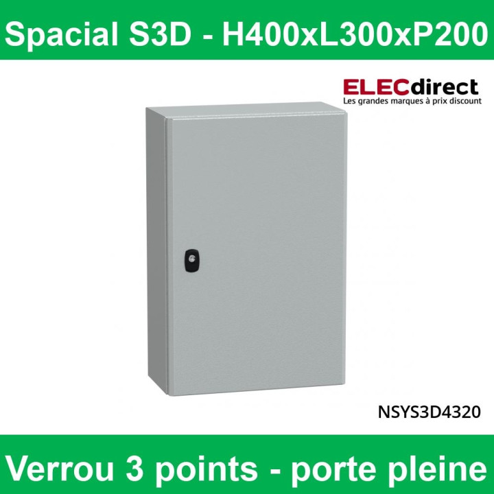 Schneider - Coffret SPACIAL S3D 400x300x200 + Plaque de fond - Réf : NSYS3D4320P