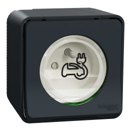 Schneider - Mureva Styl - Prise courant 2P+T - renforcée pour VE - saillie - IP55 - IK08 - gris - MUR36010