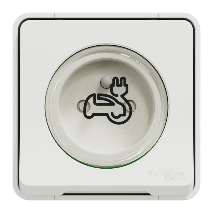 Schneider - Mureva Styl - Prise courant 2P+T - renforcée pour VE - saillie - IP55 - IK08 - blanc - MUR39010