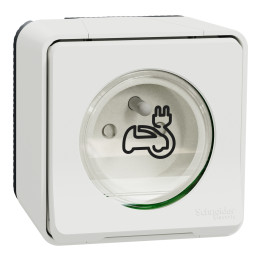 Schneider - Mureva Styl - Prise courant 2P+T - renforcée pour VE - saillie - IP55 - IK08 - blanc - MUR39010