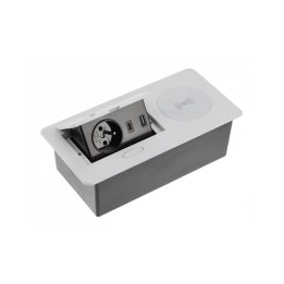 GTV Lighting - Bloc prise à encastrer AVARO - chargeur induction - 1 prise - 2 USB - Aluminium - Réf.: AE-PB1FAVAP-53