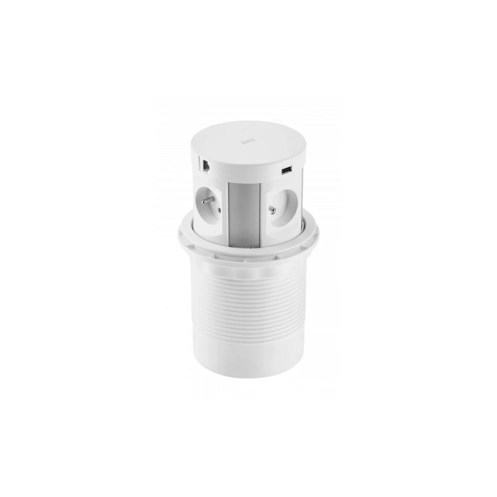 GTV - COMFORT PLUS - 4x230V + 2xUSB + chargeur à induction - blanc - Réf.: AE-BPW4F120P-10