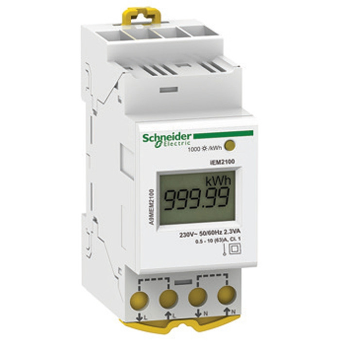 Schneider - Compteur d'énergie 230V - MONO IM1 - 63A - A9MEM2100- Acti 9