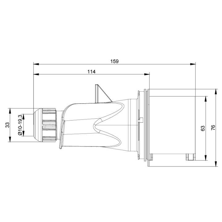 Digital - Fiche mâle 3P+T 32A - 380V - IP44 - 51314 (03105)