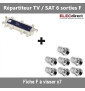 CAE - Répartiteur TV/Satellite - 6 sorties "F" + Fiches F x7