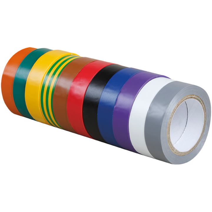 Eur'Ohm - Lot de 10 rubans isolants adhésifs - Couleurs panachés - Chatterton - 15mm x 10m - Réf : 72010
