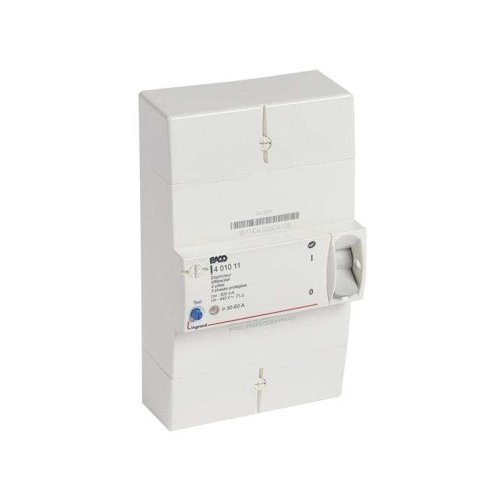 Legrand - Disjoncteur de branchement EDF 30/60A instantané + platine disjoncteur tripolaire - Réf.: 401011 + Réf.: 401184