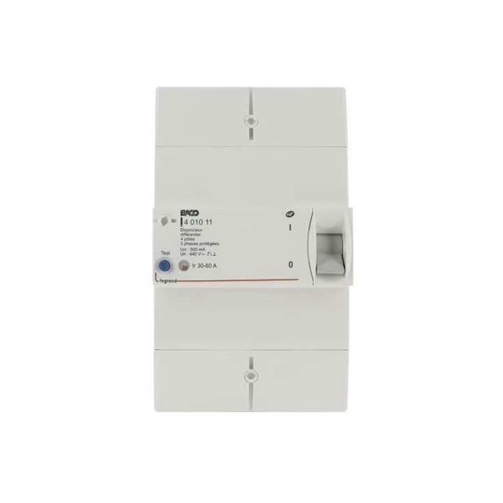 Legrand - Disjoncteur de branchement EDF 30/60A instantané + platine disjoncteur tripolaire - Réf.: 401011 + Réf.: 401184
