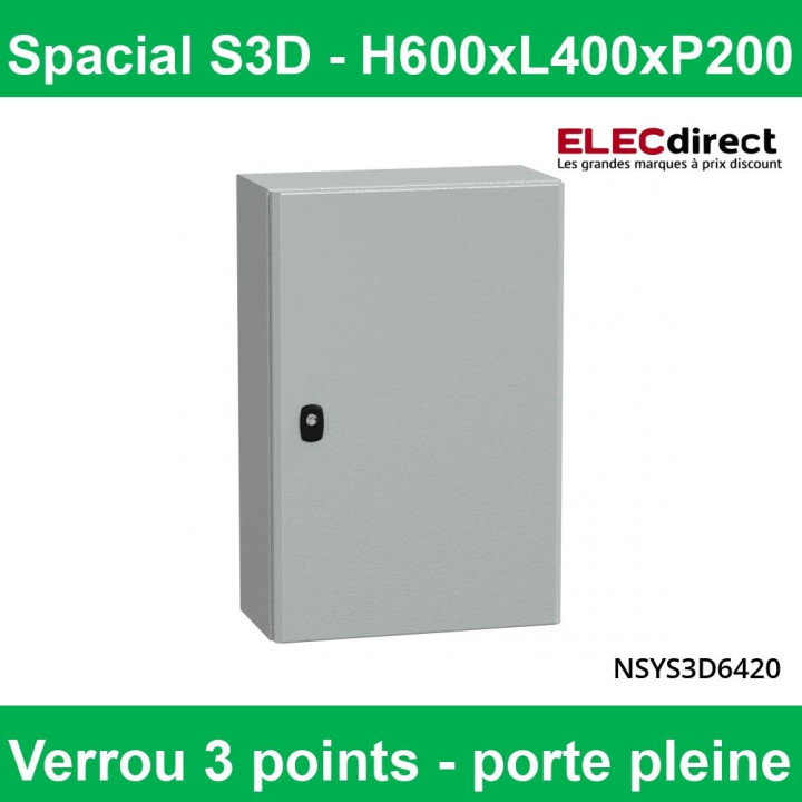 Schneider - Coffret SPACIAL S3D 600x400x200 + Plaque de fond - Réf : NSYS3D6420P