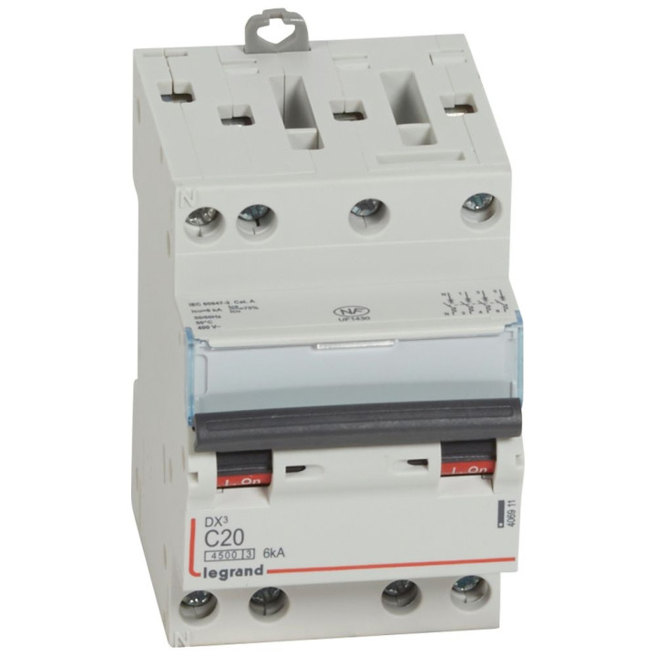 Legrand - Disjoncteur 4P DX3 - 20A - 6kA - courbe C - 406911
