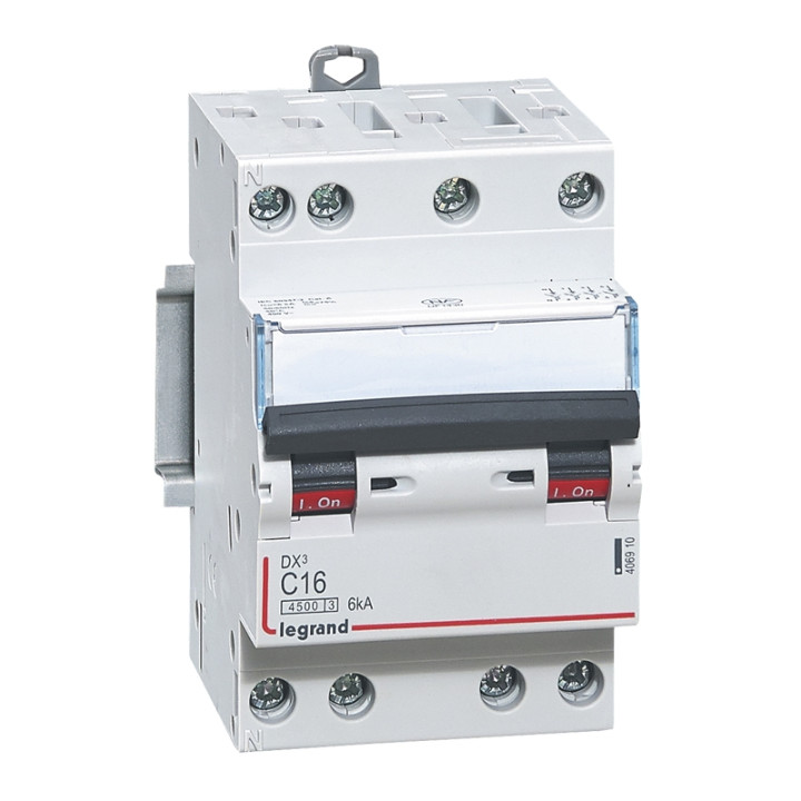 Legrand - Disjoncteur 4P DX3 - 16A - 6kA - courbe C - 406910