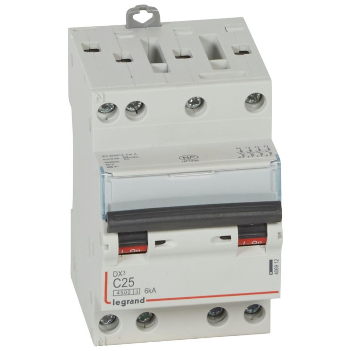 Legrand - Disjoncteur 4P DX3 - 25A - 6kA - courbe C - 406912