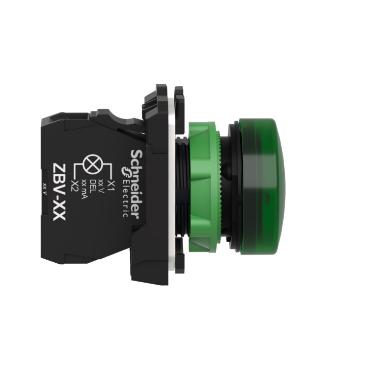 Schneider - Harmony voyant rond Ø22 - IP66 - vert - LED intégrée - 240V - Réf : XB5AVM3