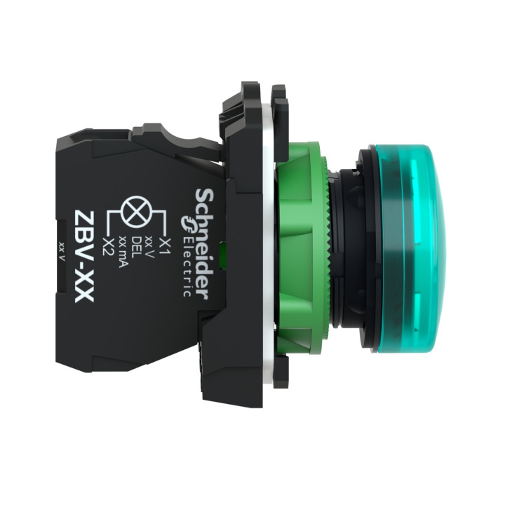 Schneider - Harmony voyant rond Ø22 - IP66 - vert - LED intégrée - 240V - Réf : XB5AVM3