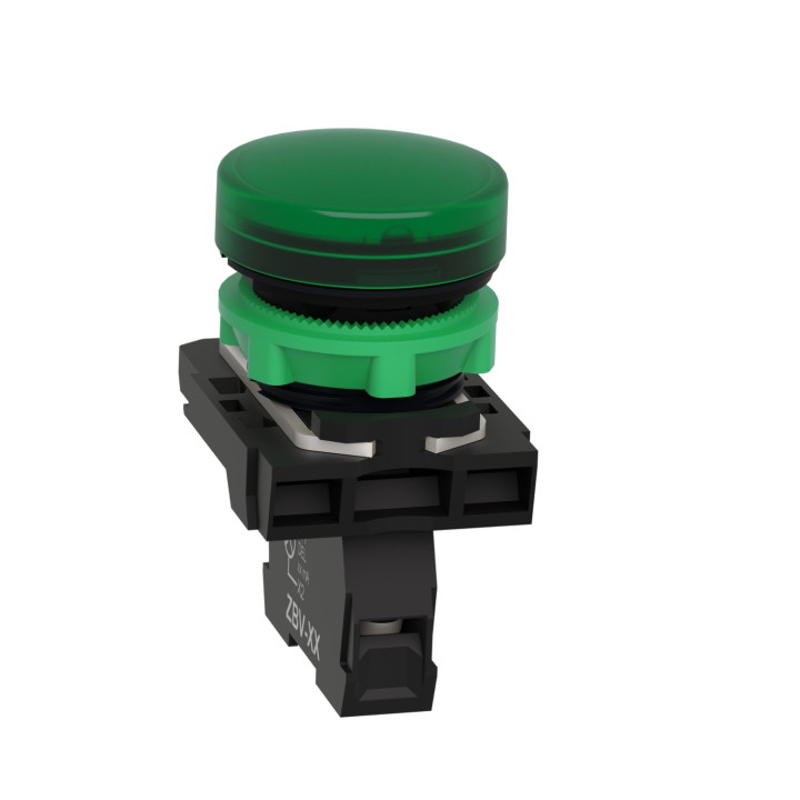 Schneider - Harmony voyant rond Ø22 - IP66 - vert - LED intégrée - 24V - Réf : XB5AVB3