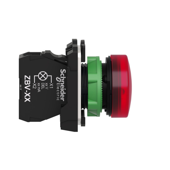 Schneider - Harmony voyant rond Ø22 - IP66 - rouge - LED intégrée - 24V - Réf : XB5AVB4