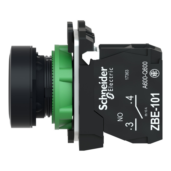 Schneider - Harmony XB5 - Bouton poussoir à impulsion Ø22 - 1F - noir - vis étrier -  Réf : XB5AA21