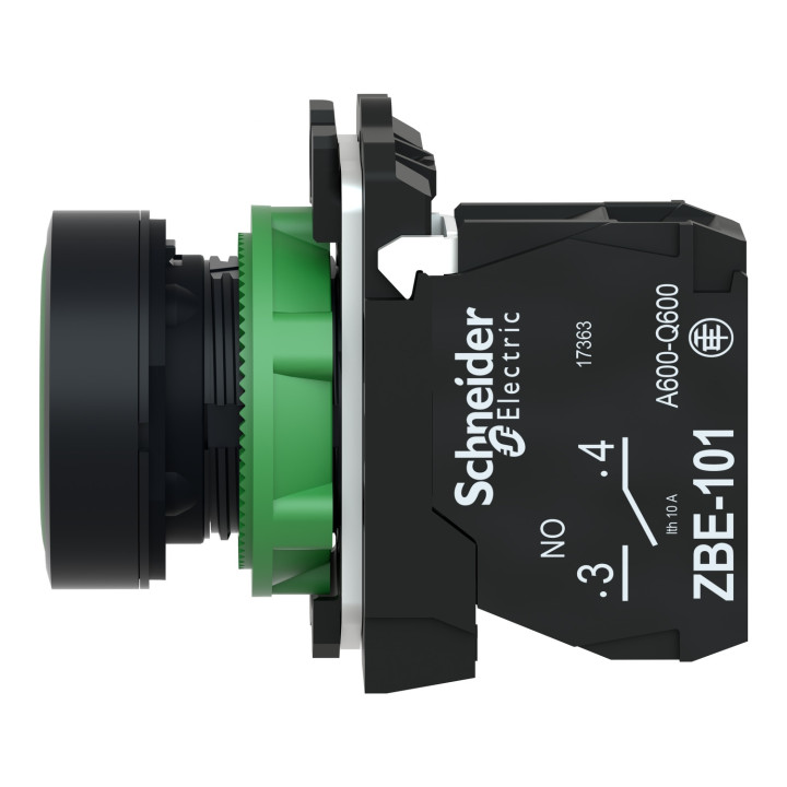 Schneider - Harmony XB5 - Bouton poussoir à impulsion Ø22 - 1F - vert - vis étrier -  Réf : XB5AA31