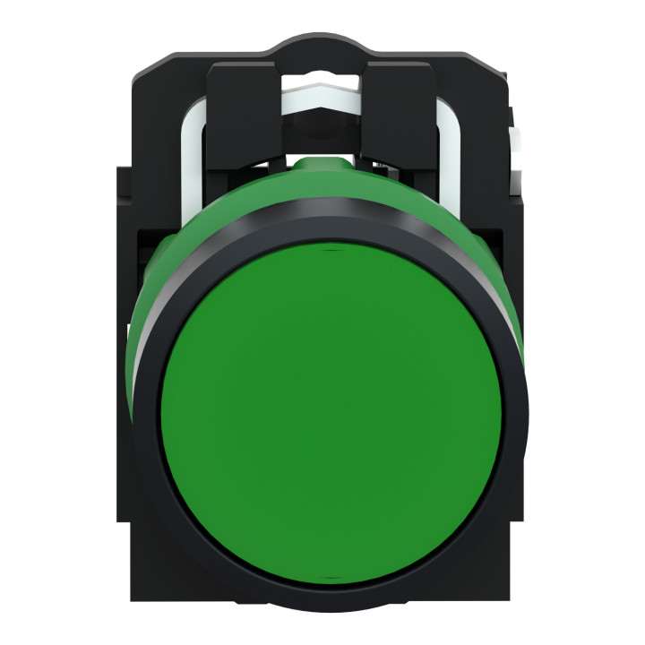 Schneider - Harmony XB5 - Bouton poussoir à impulsion Ø22 - 1F - vert - vis étrier -  Réf : XB5AA31