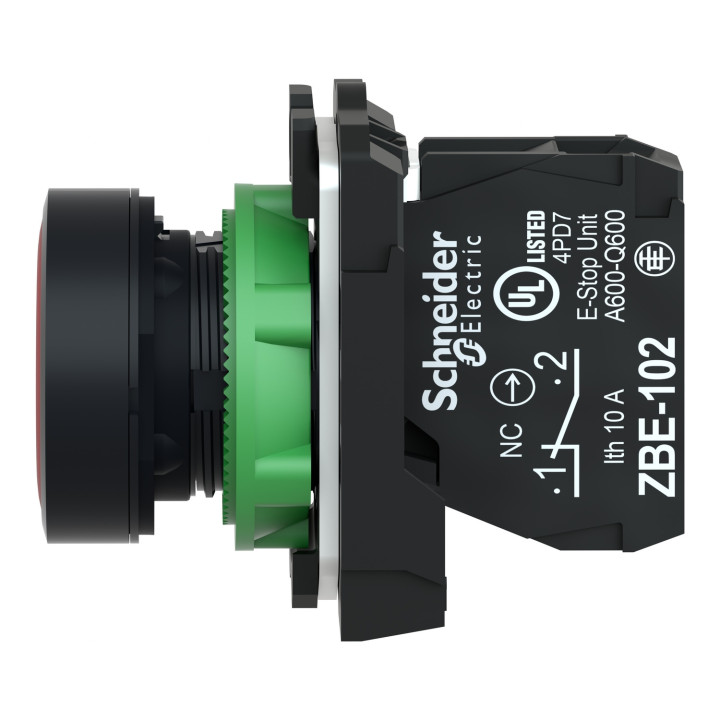 Schneider - Harmony XB5 - Bouton poussoir à impulsion Ø22 - 1O - rouge - vis étrier -  Réf : XB5AA42