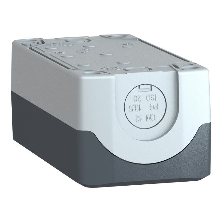 Schneider - Harmony boite - 3 trous - couvercle gris foncé - fond gris clair - Réf : XALD03