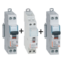 Legrand - LOT - Contacteur CX3 J/N heures creuses + disjoncteur 2A DNX3 + disjoncteur 20A DNX3 - 412558+406771+406775