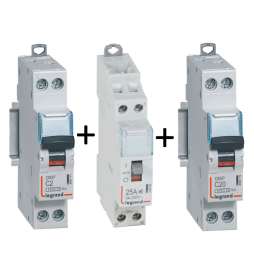 Legrand - LOT - Contacteur CX3 J/N heures creuses + disjoncteur 2A DNX3 + disjoncteur 20A DNX3 - 412558+406771+406775