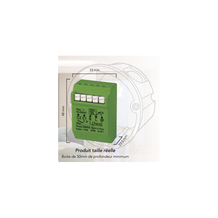 Yokis - Power - Télérupteur Temporisable Radio - 2000W - Réf : MTR2000ERP