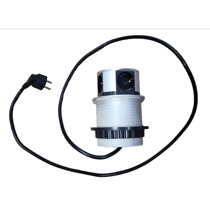 GTV Lighting - Multiprise encastrable COMFORT Ø100 - 3 x 2P+T + 2 x USB-A -Réf.: AE-BPW3U100U-53