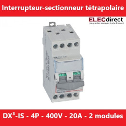 Legrand - DX3 Interrupteur-sectionneur tétrapolaire - 20A - 400V - 2 modules - Réf.: 406477