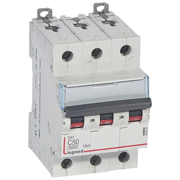 Legrand - Disjoncteur 3P DX3 - 50A - 10kA - courbe C - Réf : 407834