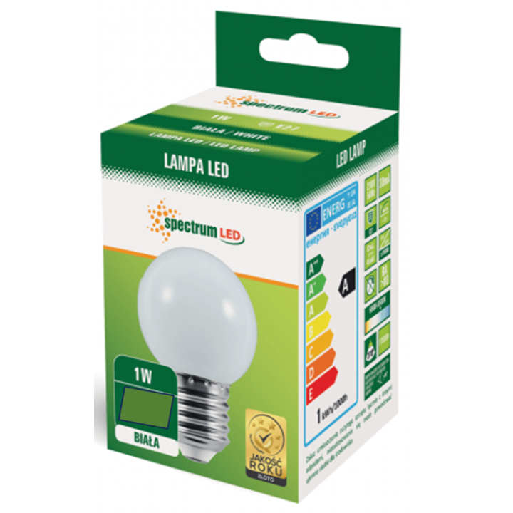 Spectrum - Ampoule LED E27  1W - Angle 270° - 6000K - 55lm - Réf : WOJ+11794