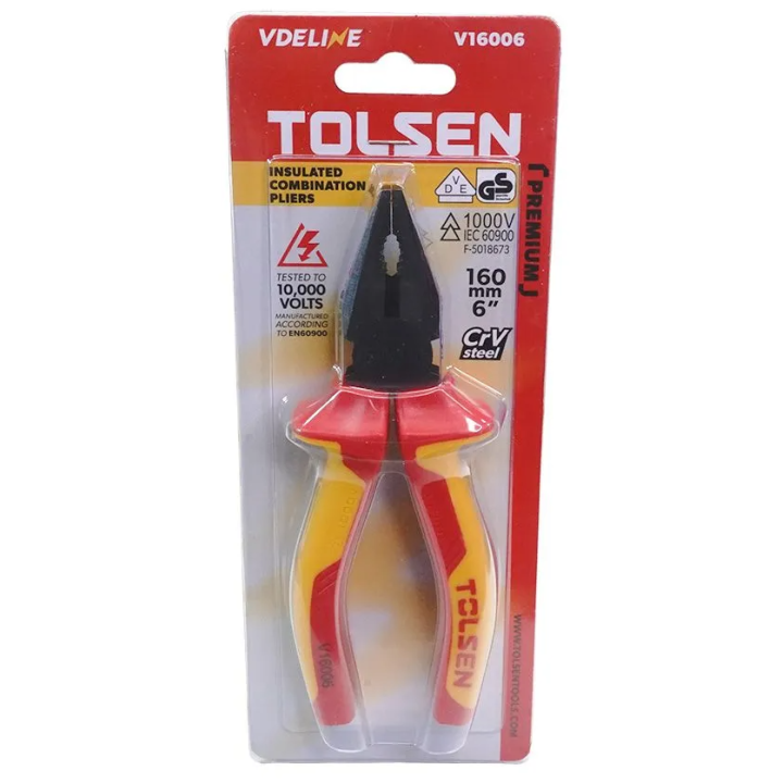 Tolsen - Pince mixte - universel - isolée 1000V - 160mm - Réf.: V16006