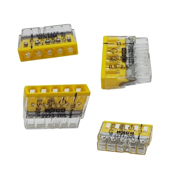 WAGO - Boîte de 100 Bornes auto fils rigide 5 x 2,5mm2 - Réf.: WAG 2273-205