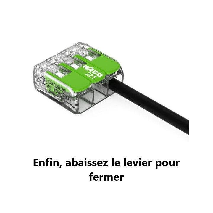 WAGO - Boîte de 50 Bornes Verte auto fils souple et rigide 0,2 à 4mm2 - Réf.: WAG 221-423
