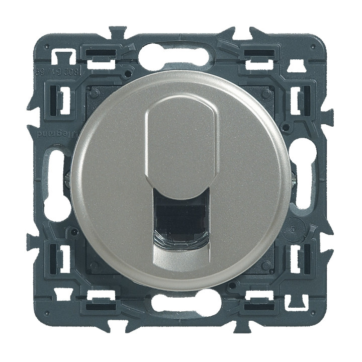 Legrand - Céliane - Prise RJ 45 multimédia catégorie6 FTP - Titane - Réf : 099761