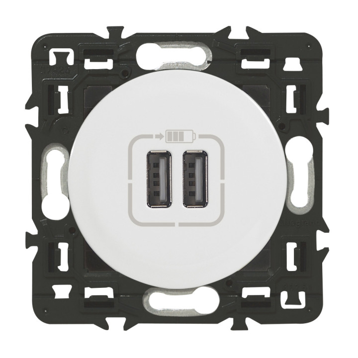 Legrand - Céliane - Prise double USB Céliane Type-A 3A 15W - Blanc : Réf 099736