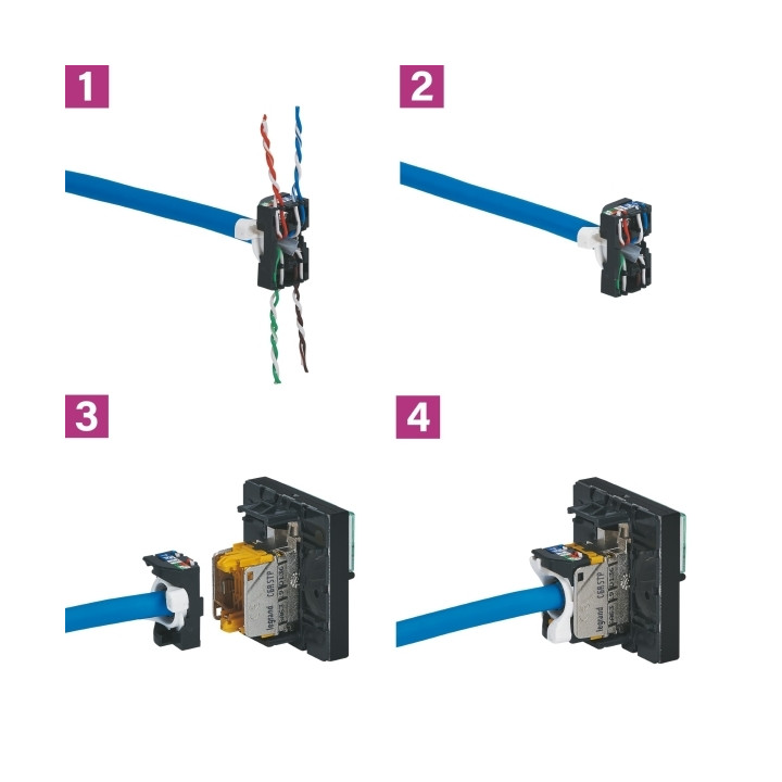 Legrand - Céliane - Prise RJ 45 multimédia catégorie6 FTP - Titane - Réf : 099761