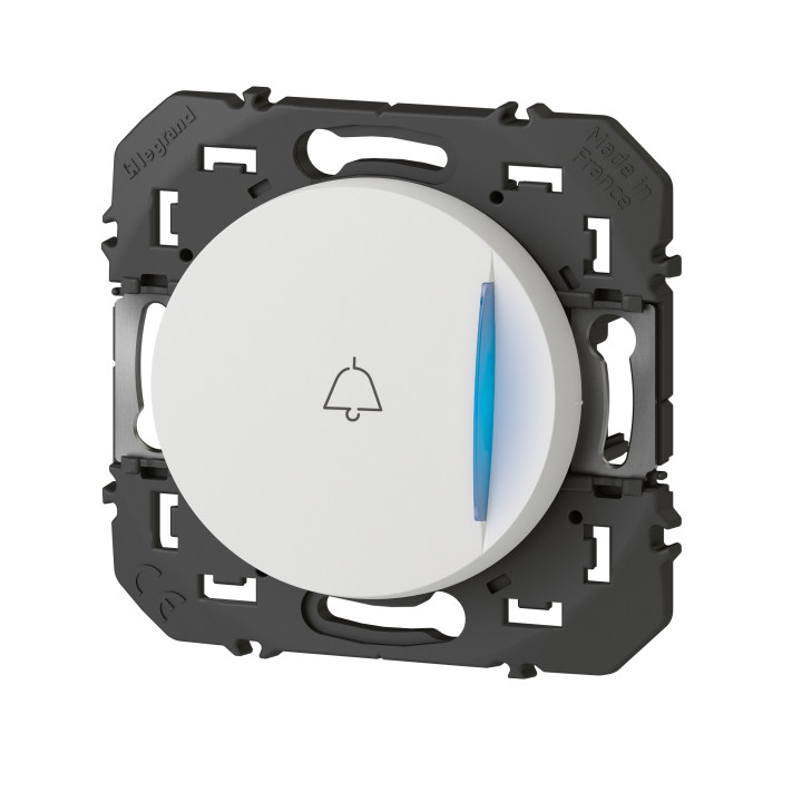 Legrand - Poussoir simple avec voyant lumineux et marquage sonnette Dooxie - 6A - 250V~ - finition Blanc - Réf : 600018