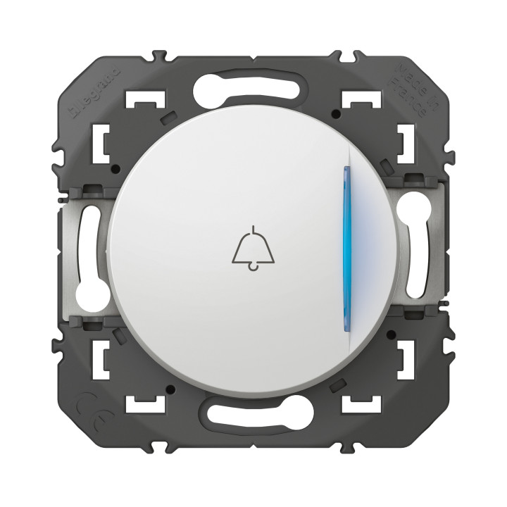 Legrand - Poussoir simple avec voyant lumineux et marquage sonnette Dooxie - 6A - 250V~ - finition Blanc - Réf : 600018