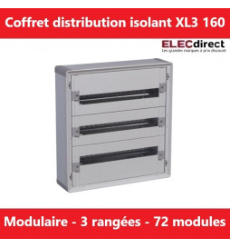 Legrand - Coffret de distribution 72 modules - 3 rangées de 24M - Tout modulaire - XL3 160 - Réf : 401803
