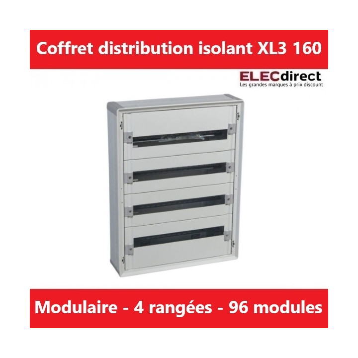 Legrand - Coffret de distribution 96 modules - 4 rangées de 24M - Tout modulaire - XL3 160 - Réf.: 401804
