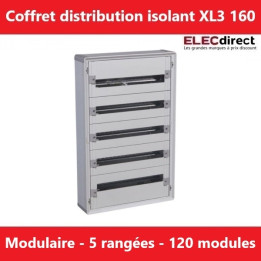 Legrand - Coffret de distribution 120 modules - 5 rangées de 24M - Tout modulaire - XL3 160 - Réf.: 401805