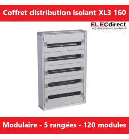 Legrand - Coffret de distribution 120 modules - 5 rangées de 24M - Tout modulaire - XL3 160 - Réf : 401805