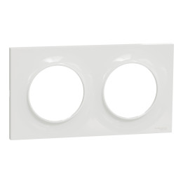 Schneider - Odace - Styl - Plaque 2 postes - entraxe 71 mm - Blanc - Réf : S520704